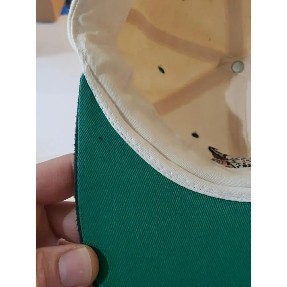 Vintage 90s San Antonio Texas Cowboy Black Suede Green Brim Strapback Hat